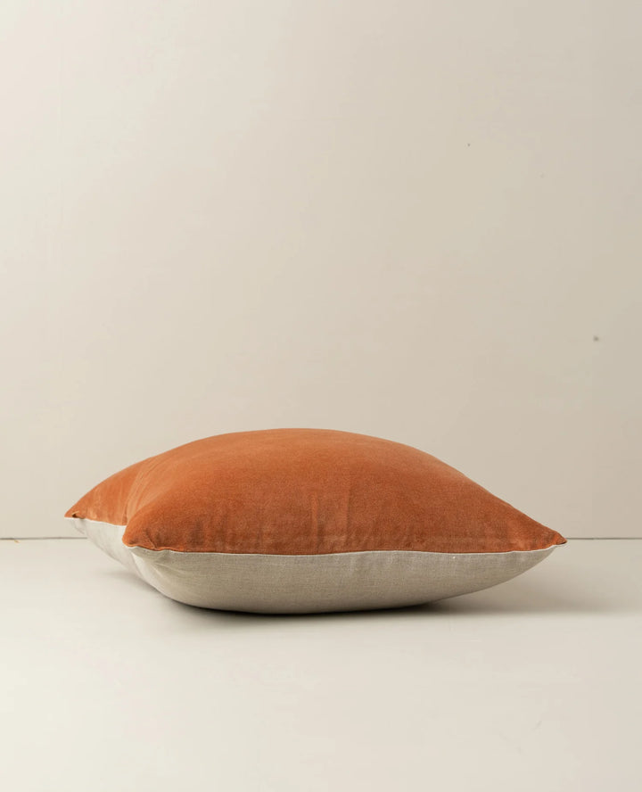 Linen Velvet Cushion - Terracotta by Saarde