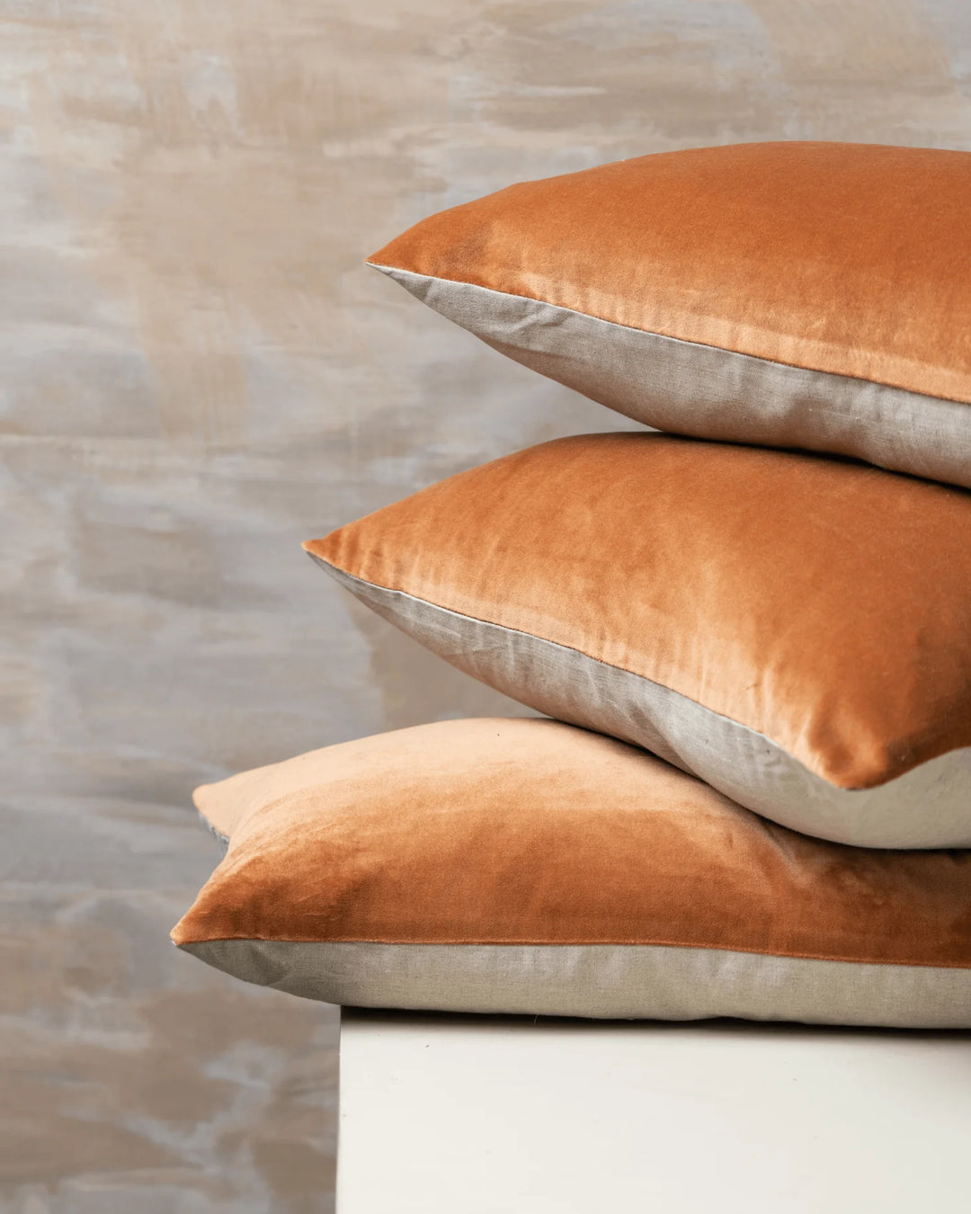 Linen Velvet Cushion - Terracotta by Saarde