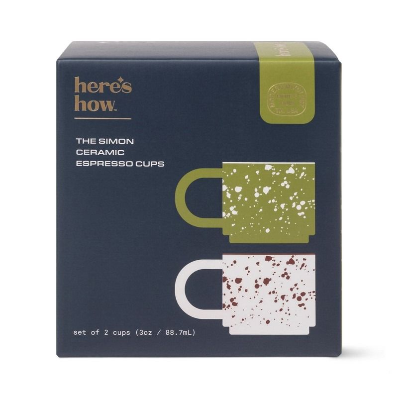 The Simon set of 2 Espresso cups - Olive and Cream