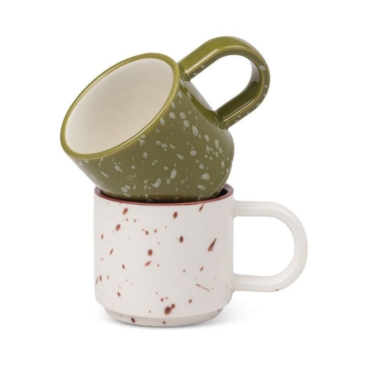 The Simon set of 2 Espresso cups - Olive and Cream