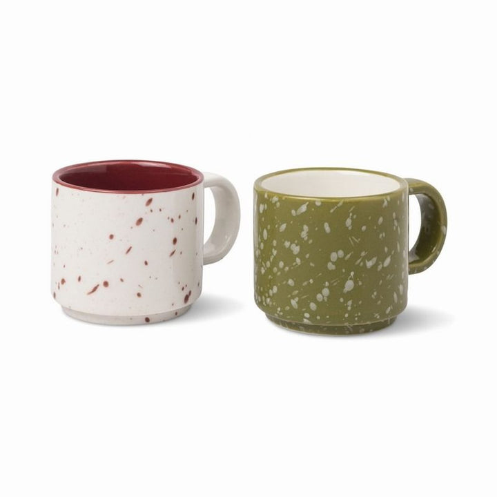 The Simon set of 2 Espresso cups - Olive and Cream